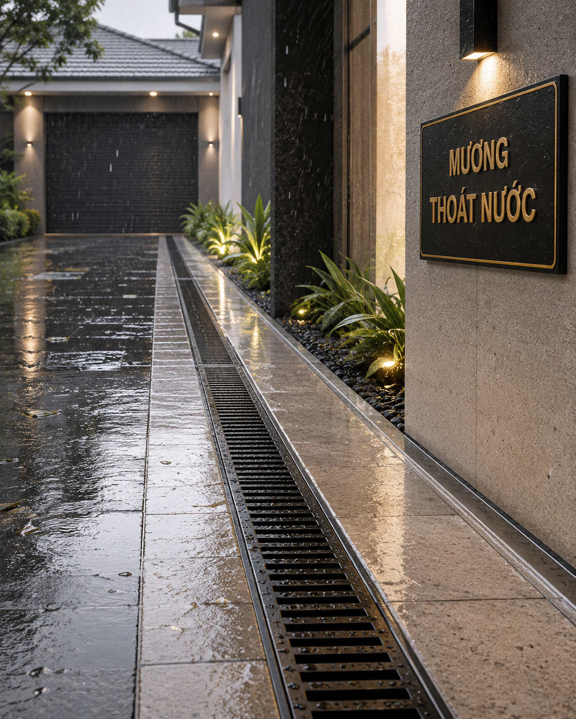 Hệ thống mương thoát nước mưa lắp đặt tại nhà dân